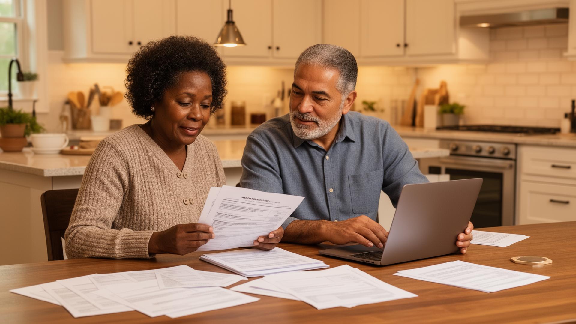 Senior couple reviewing Medicare plans